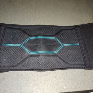 Supportive Black Back Brace with Blue Trim